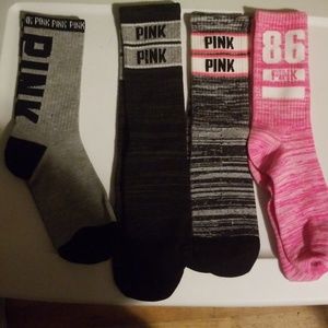 Athletic crew socks, PINK 4pairs, new